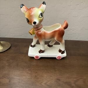 Vintage 1950’s Deer planter on skateboard Japan